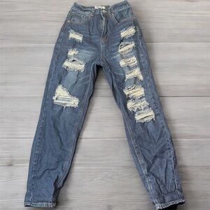 Wax Jean Ripped Blue Boyfriend Jeans